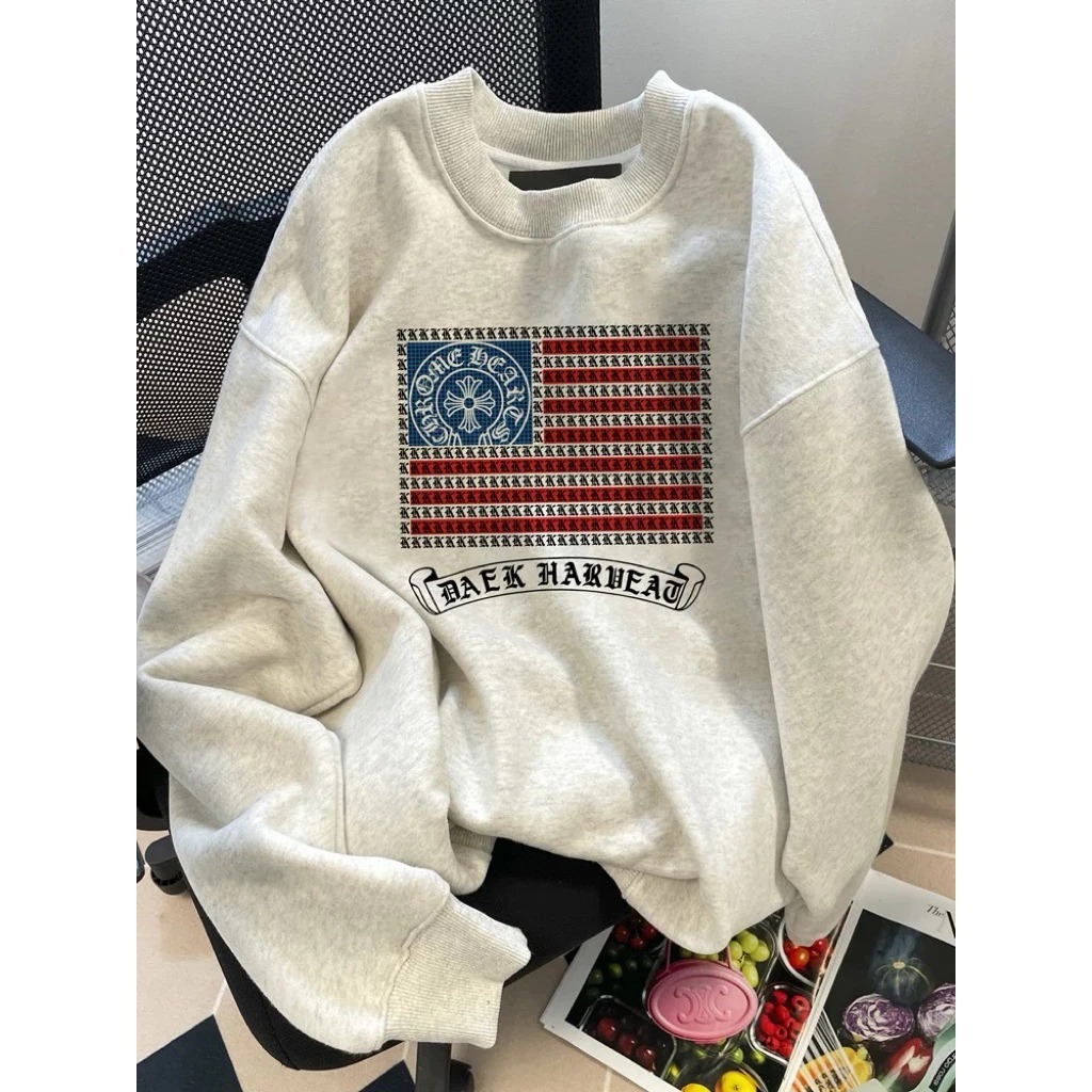 Áo nỉ sweater nam nữ in chữ thập ô vuông xanh đỏ chất nỉ bông siêu dày dặn
