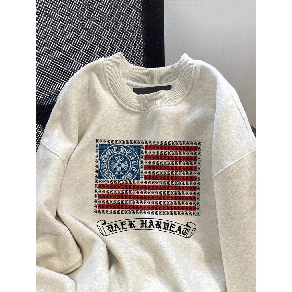 Áo nỉ sweater nam nữ in chữ thập ô vuông xanh đỏ chất nỉ bông siêu dày dặn