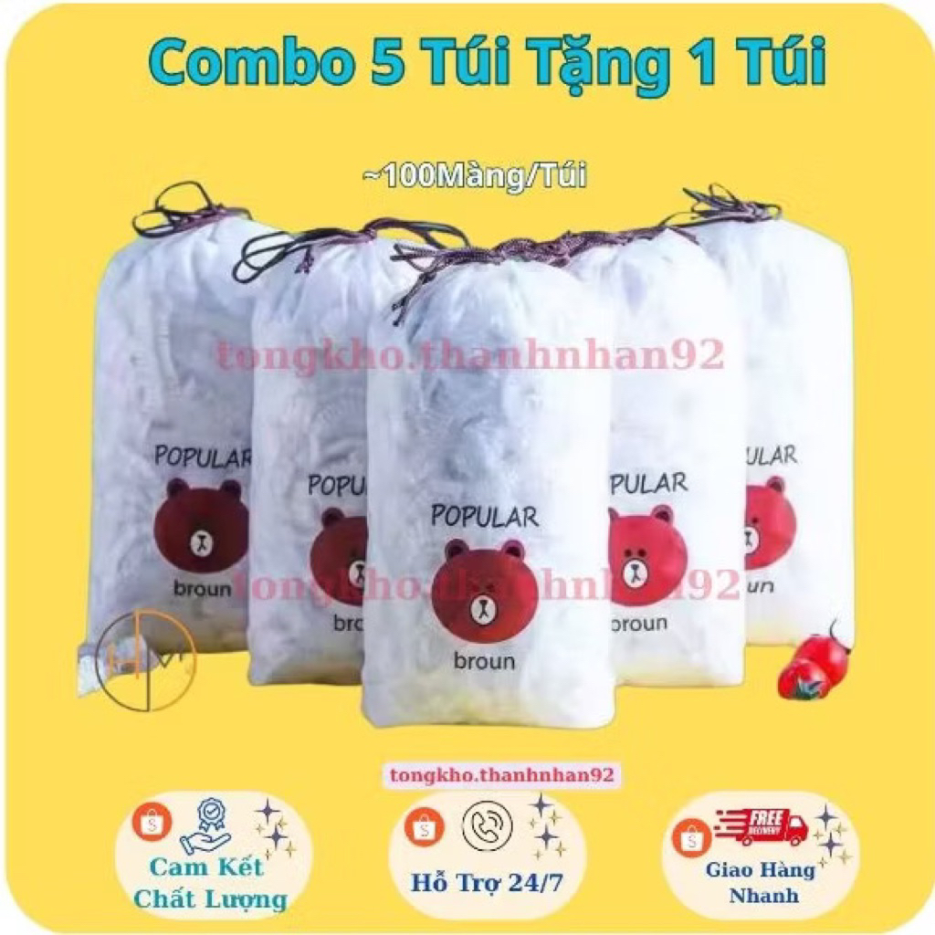 Giảm giá 60% Set 1000 Chiếc Màng Bọc Thực Phẩm Co Giãn Siêu Dai Có Chun, Túi Gấu Đựng Màng Bọc Đồ Ăn