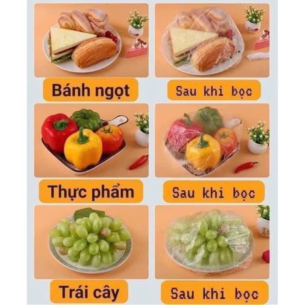 Giảm giá 60% Set 1000 Chiếc Màng Bọc Thực Phẩm Co Giãn Siêu Dai Có Chun, Túi Gấu Đựng Màng Bọc Đồ Ăn
