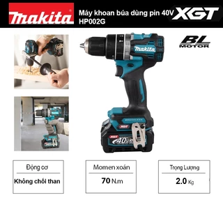 (Chính hãng) Máy khoan búa dùng pin 40V max XGT Makita HP002G