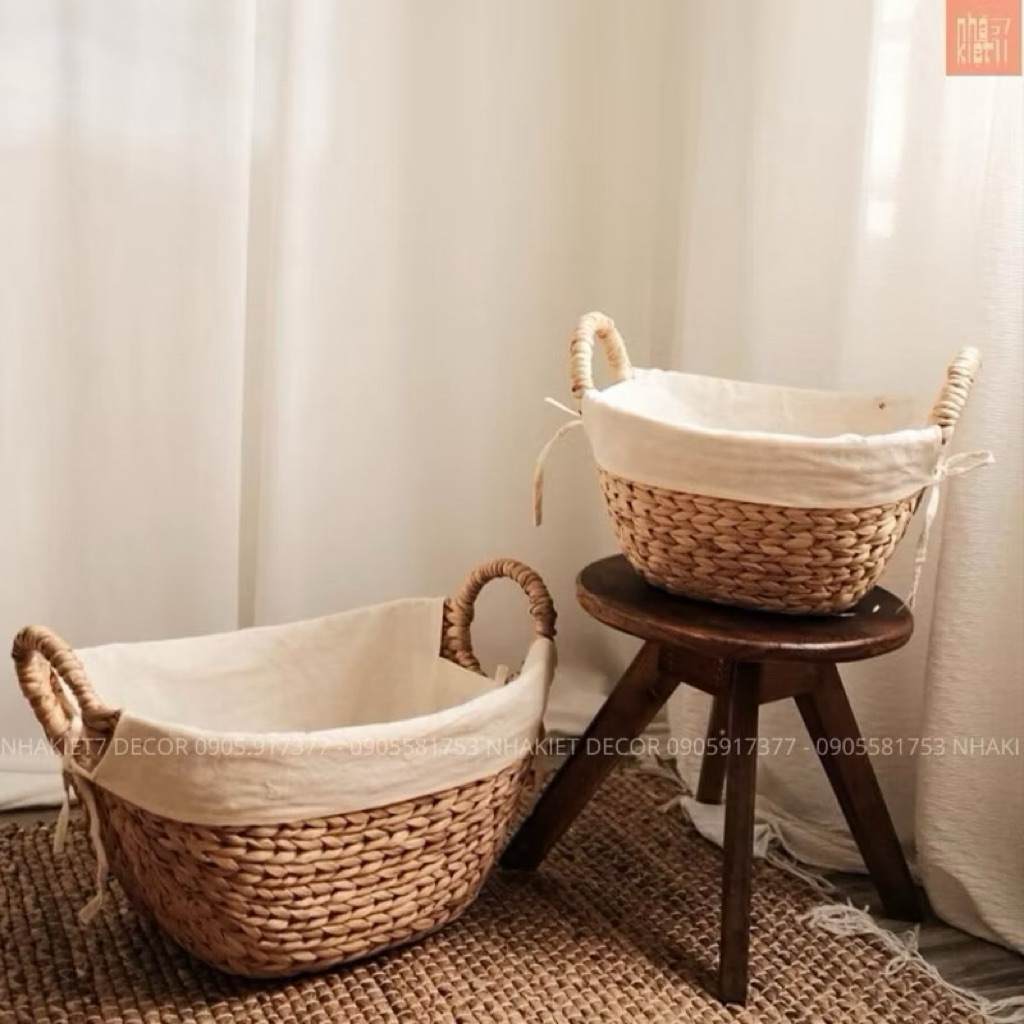Giỏ lục bình dáng thuyền đựng đồ , decor trang trí nhà cửa