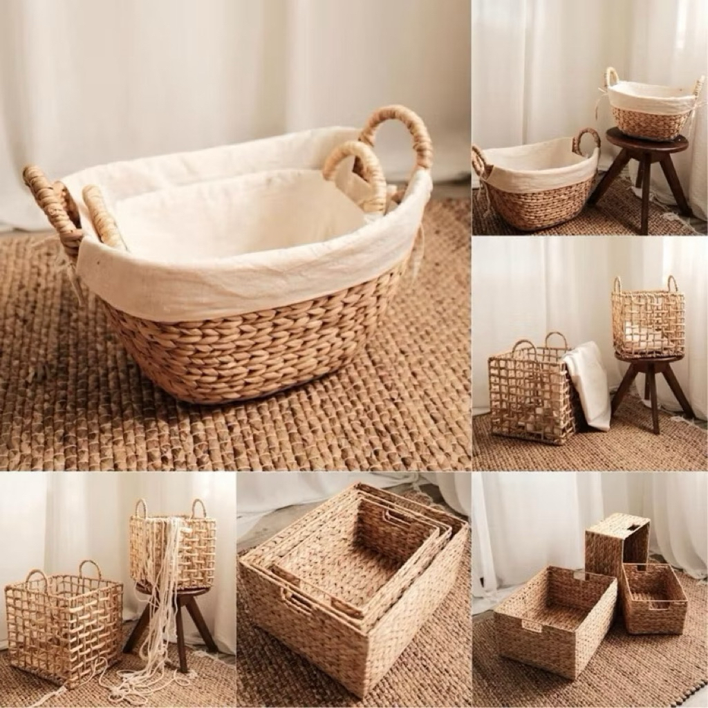Giỏ lục bình dáng thuyền đựng đồ , decor trang trí nhà cửa