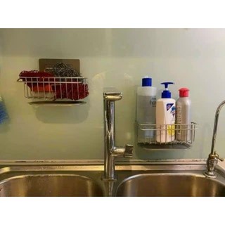 Kệ/giỏ hứng nước, đựng miếng rửa chén bát chất liệu bằng  inox dán tường Siêu Chắc, tiện lợi.