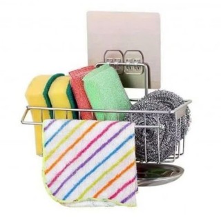 Kệ/giỏ hứng nước, đựng miếng rửa chén bát chất liệu bằng  inox dán tường Siêu Chắc, tiện lợi.