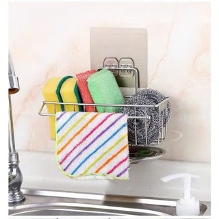 Kệ/giỏ hứng nước, đựng miếng rửa chén bát chất liệu bằng  inox dán tường Siêu Chắc, tiện lợi.