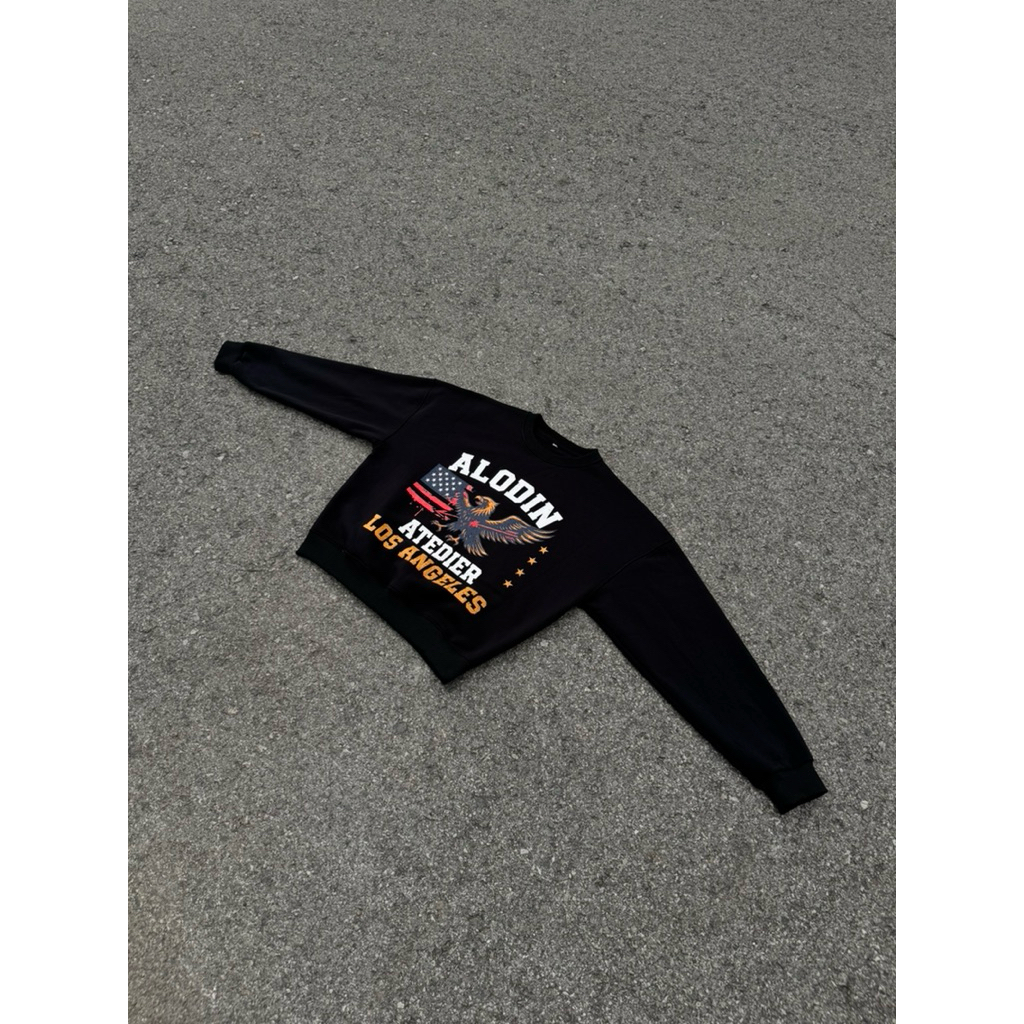 ALODIN.atedier Áo sweater ALODIN nỉ bông in kéo lụa cao cấp form boxy nam nữ