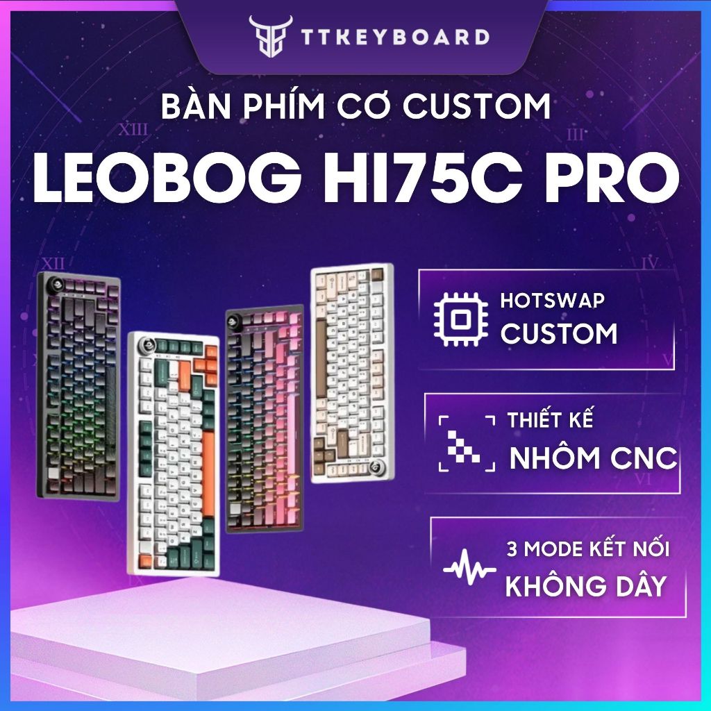 [Hoả Tốc]Bàn Phím Cơ Không Dây Leobog Hi75C Pro Nhôm CNC 3 Mode Led RGB ...