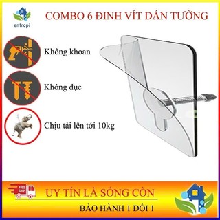 Miếng dán tường kèm đinh ốc vít treo tranh ảnh, kệ đồ đa năng không cần khoan đục.