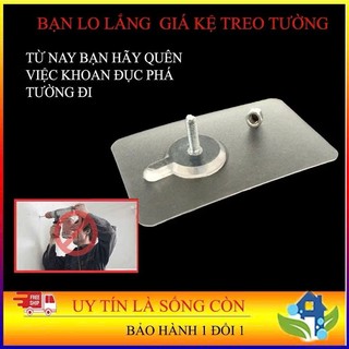 Miếng dán tường kèm đinh ốc vít treo tranh ảnh, kệ đồ đa năng không cần khoan đục.