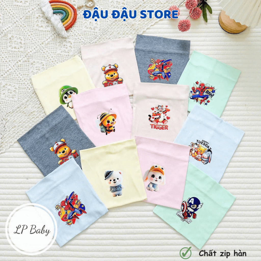 Set 3 Khăn Ống Quàng Cổ Chất Zip Cotton Len Co Giãn 4 Chiều Mềm Mại, Thoải Mái Cho Bé Từ 1-6 Tuổi - Đậu Đậu Store