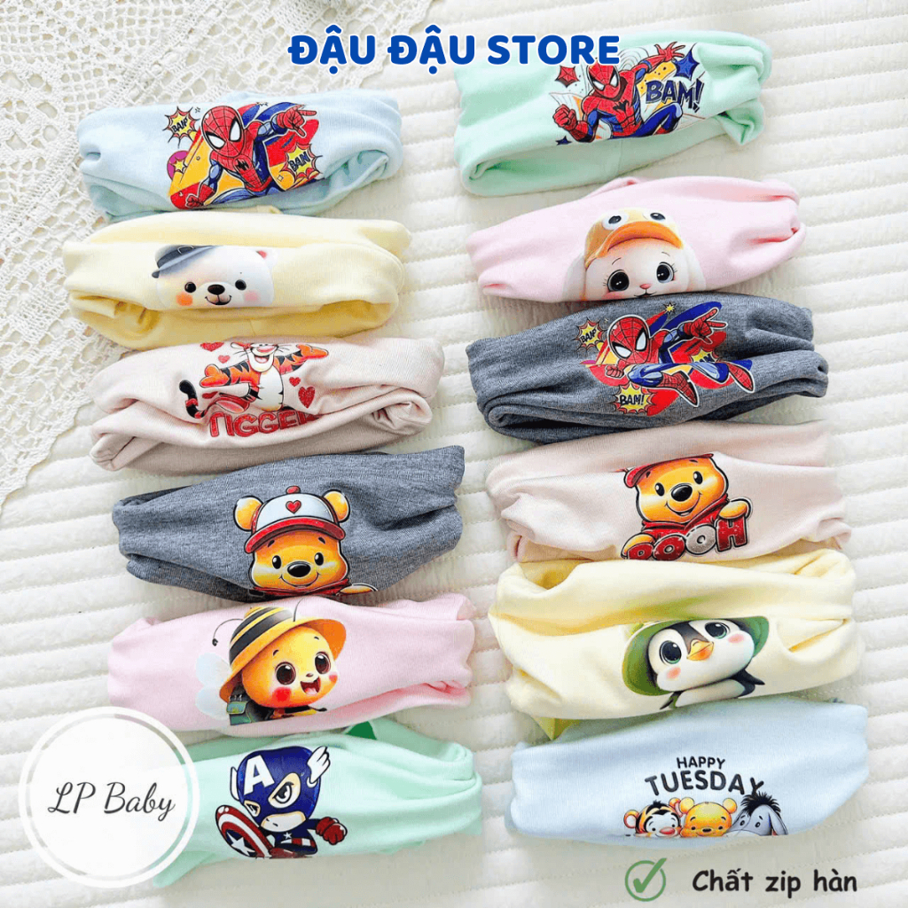 Set 3 Khăn Ống Quàng Cổ Chất Zip Cotton Len Co Giãn 4 Chiều Mềm Mại, Thoải Mái Cho Bé Từ 1-6 Tuổi - Đậu Đậu Store