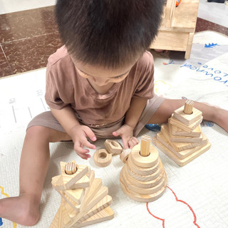 Đồ chơi xếp hình gỗ kim tự tháp, đồ chơi giáo dục Montessori trò chơi giáo dục trí tuệ Chàng Trai Gỗ