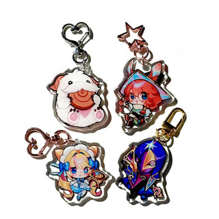 TFT Chibis Acrylic Keychain | Jhin, Aurora, Gwen, Poro | League of Legends Glitter Charms