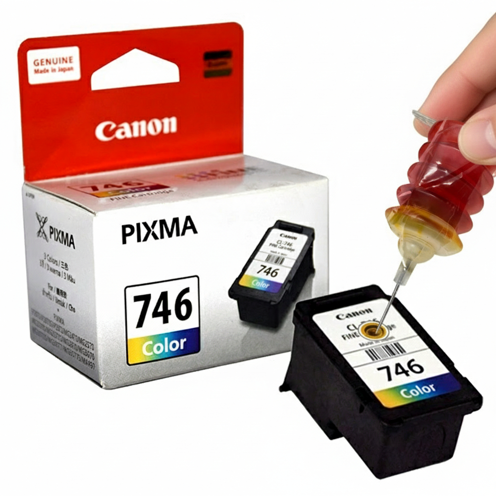 Bộ mực máy in Canon TS207/ iP2870/ iP2872/ MG2570/ TR4570S mã PG-745S,CL-746S- Có cả mực đổ lại