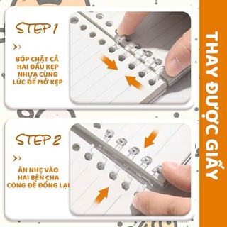 Sổ vở còng nhựa thay được giấy A5 B5 bìa lót hoạ tiết Friends Capibara  + Ruột sổ Bonzai