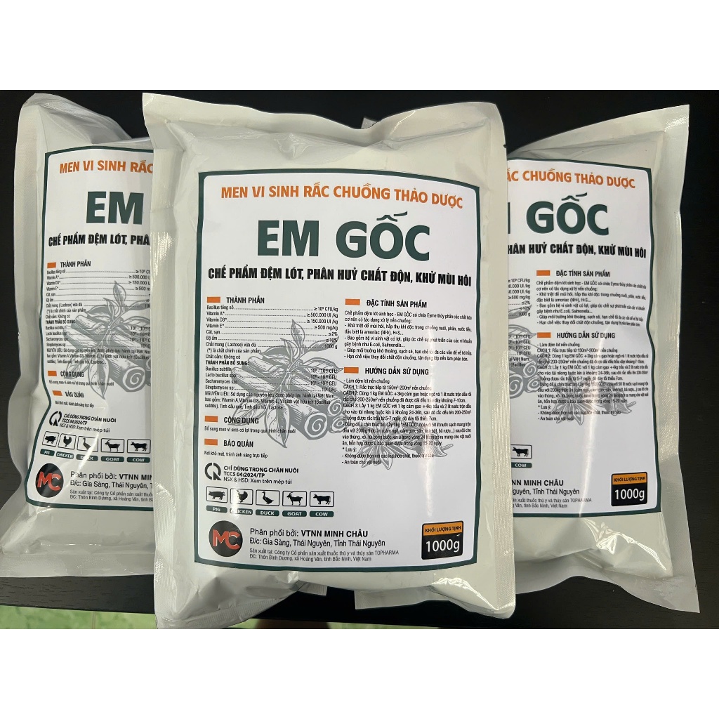 (Mua 2 Tặng 1) Men Vi Sinh Rắc Chuồng Thảo Dược EM Gốc-Chế phẩm đệm lót, phân hủy chất độn, khử mùi hôi trong chăn nuô