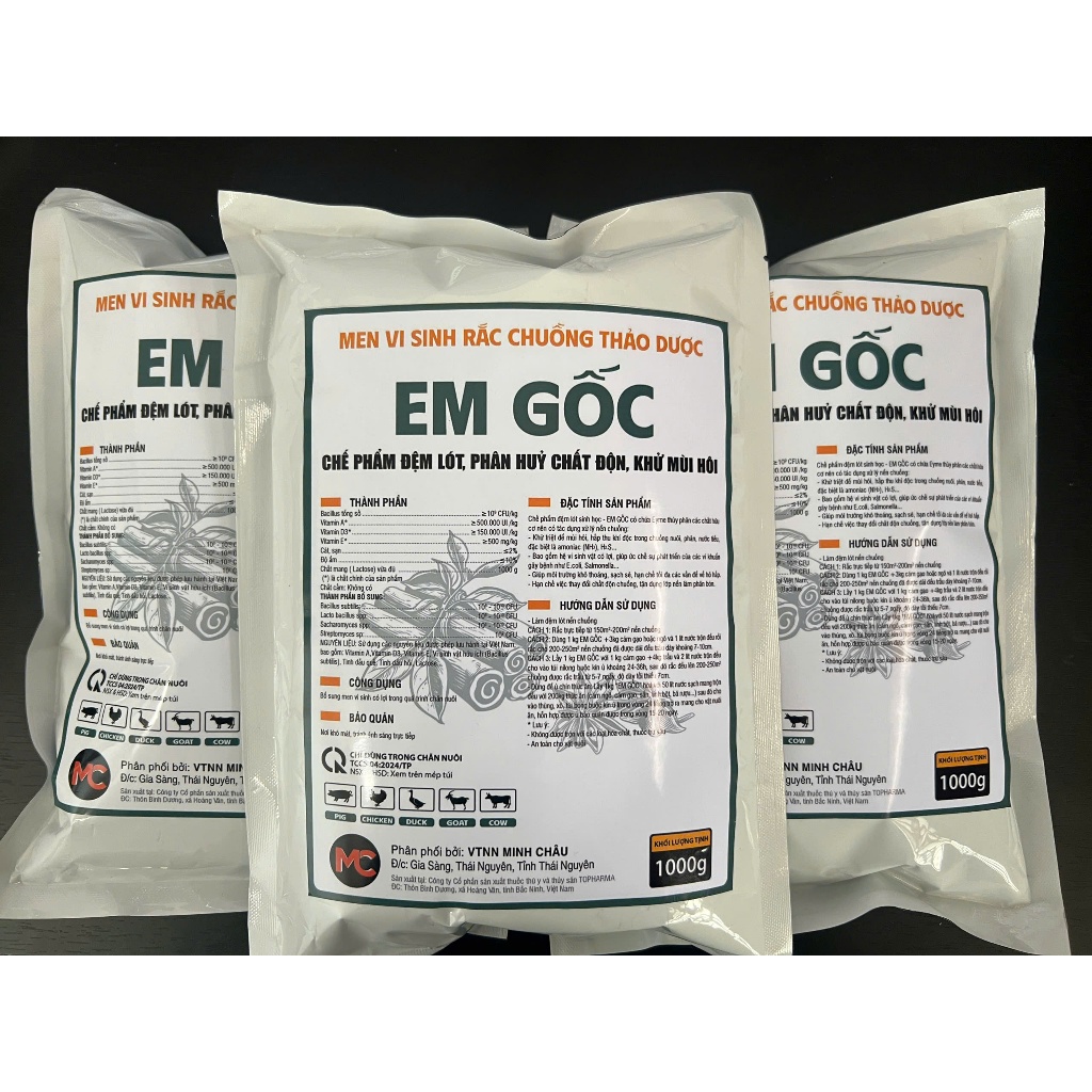 (Mua 2 Tặng 1) Men Vi Sinh Rắc Chuồng Thảo Dược EM Gốc-Chế phẩm đệm lót, phân hủy chất độn, khử mùi hôi trong chăn nuô