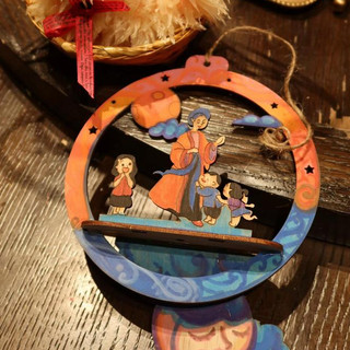 [Set 2 chiếc 2D] Bộ 2 Lồng Đèn Trung Thu Handmade 3D - Đèn Lồng Gỗ Cho Bé Tô Màu - Giao Ngẫu Nhiên