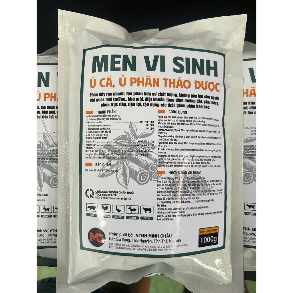 ( Gói 1kg )Men Vi Sinh Ủ Đạm Cá, Ủ Phân Thảo Dược