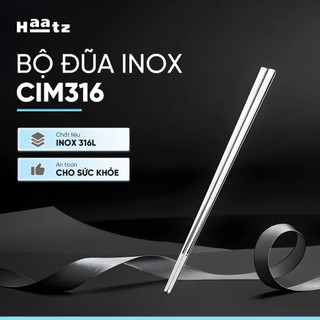 Hộp 10 Đôi Đũa Inox, đũa inox không gỉ 316 Chính Hãng Haatz  Chống Trơn Trượt Hàng Cao Cấp - Bếp Của Hà