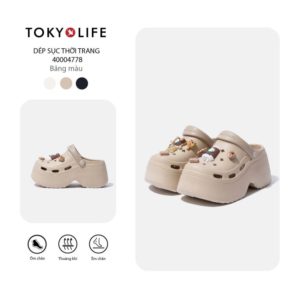 Dép Sục Nữ Đế Cao 7cm Siêu Nhẹ Thoáng Khí Tặng Kèm Sticker 40004778- TOKYOLIFE