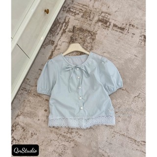 Áo sơ mi thô cổ buộc dây nơ, vạt bèo, chất liệu mềm mại thoáng mát, dễ phối đồ u1