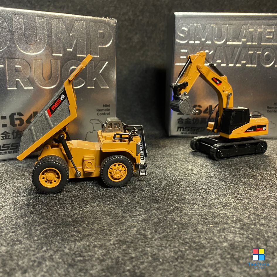 [1:64 Mini] Xe Cẩu, Xe Ben Điều Khiển Từ Xa –  Xe Hợp Kim, 8 Kênh, Servo Lái, Điều Tốc - Tỉ Lệ 1:64
