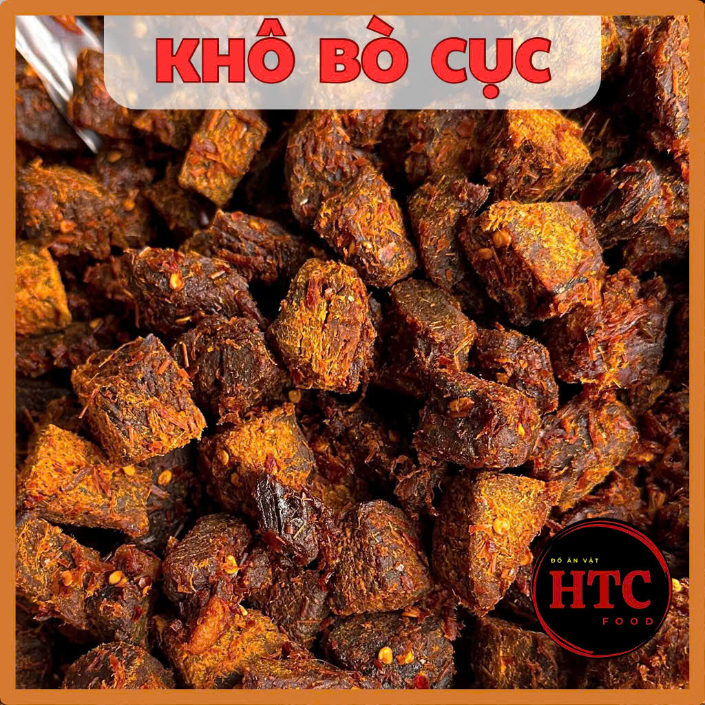 Khô bò viên ăn liền cao cấp nhà làm, thịt bò khô chuẩn vị cay dai đậm đà, 500g, đồ ăn vặt HTC Food
