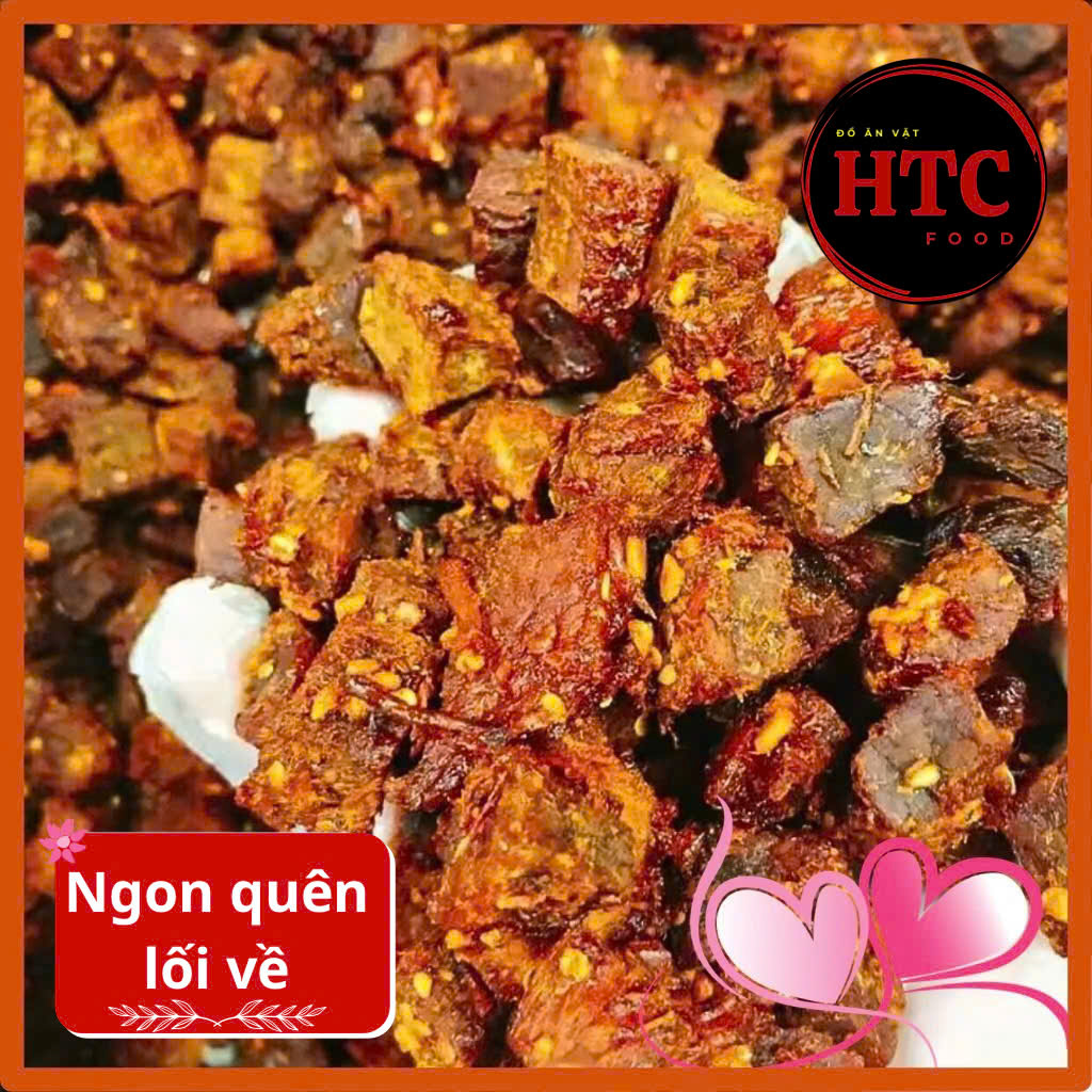 Khô bò viên ăn liền cao cấp nhà làm, thịt bò khô chuẩn vị cay dai đậm đà, 500g, đồ ăn vặt HTC Food