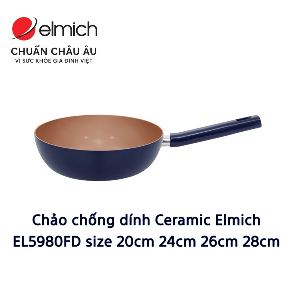 Chảo chống dính Ceramic Elmich EL5980FD size 20cm 24cm 26cm 28cm - BẢO ...