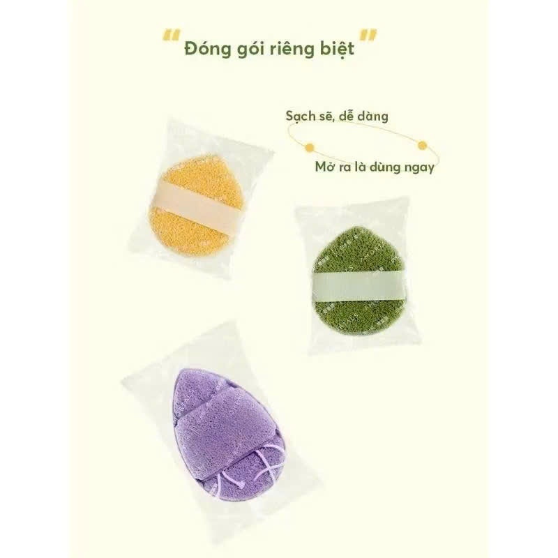 (COMBO 3) MIẾNG BÔNG MÚT RỬA MẶT, BỌT BIỂN HÌNH GIỌT NƯỚC, LÀM SẠCH SÂU, Rửa Mặt Dịu Nhẹ Cho Mọi Loại Da