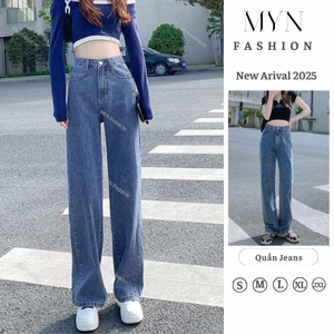 Quần Jeans Nữ Ống Rộng Lưng Cao Tôn Dáng,Quần Bò Nữ Ống Rộng Lưng Cao Vải Bò Dày Đẹp Phòng Cách Hàn Quốc [MYN115]