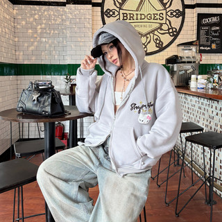 Áo Hoodie Nữ Boxy Có Khóa Kéo – Nỉ 2 Da Đẹp, Phối Cúc Bấm Cổ + Tặng Gấu Bông Dễ Thương