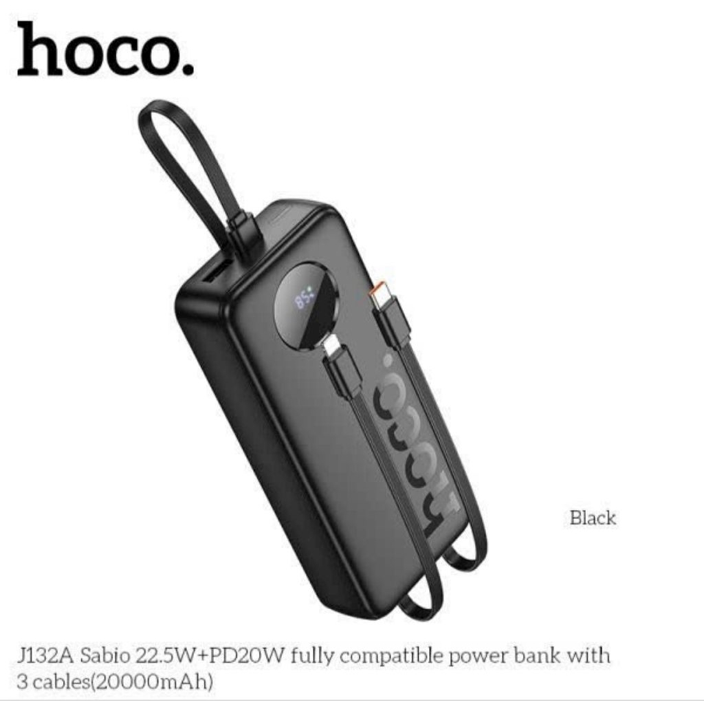Sạc nhanh dự phòng hoco J132A 20000mah có sẵn dây.