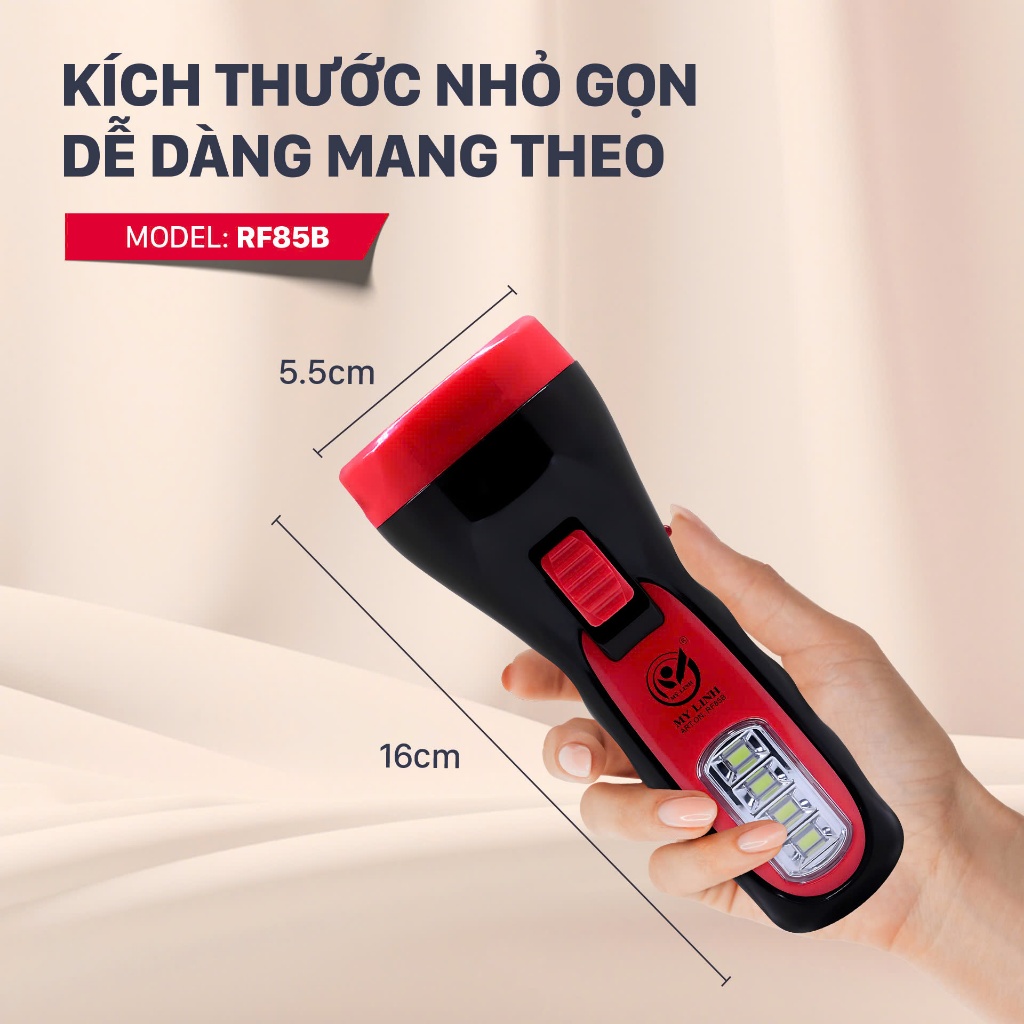 Đèn pin cầm tay hiệu Mỹ Linh - RF 85B, hoạt động bằng pin nhỏ gọn, siêu sáng