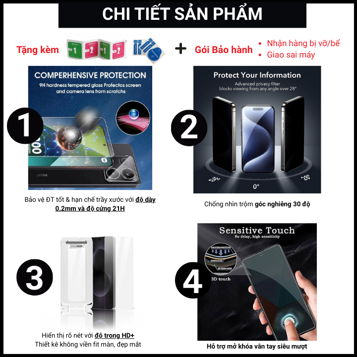 [Dùng vân tay] Cường lực Tự Dán Chống Nhìn Trộm Samsung M62 M55 M43 M53 M52 M51 M34 M12 M13 M14 M15 M56