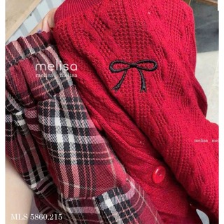 [B&G] Sét váy 3 món Áo thun trắng basic phối Khoác cardigan đỏ Chân váy caro đỏ xếp ly cho bé gái