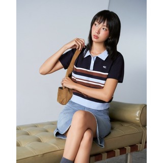 CARA Áo polo nữ Henly tay ngắn chất len dệt đơn giản