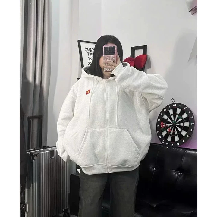 Áo Khoác Hoodie Zip Nỉ Bông In Hình Lá Cờ VIỆT NAM (có túi trong), Áo Hoodie ZIP Form Rộng UNISEX Nam Nữ Mặc Đều Đẹp