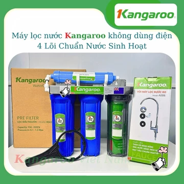 Máy Lọc Nước Không Dùng Điện Không Nước Thải Kangaroo 4 cấp lọc NANO - Loại bỏ Clo, chống tái nhiễm khuẩn