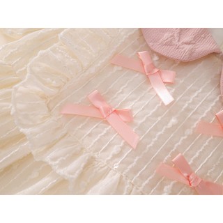 Váy Cho Bé Gái, Váy Công Chúa Thiết Kế Tiểu Thư Tay Bồng Phối Nơ Xinh Xắn Chất Liệu Cotton Mềm