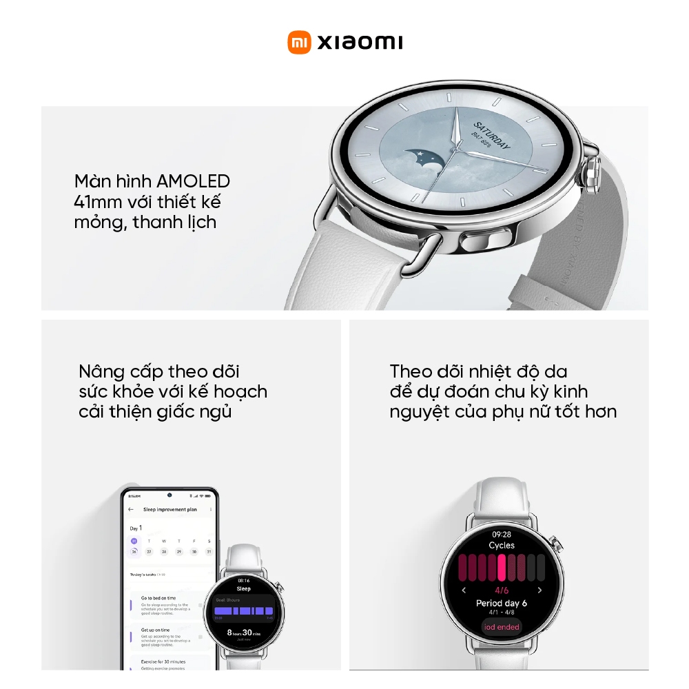 Đồng hồ thông minh Xiaomi Watch S4 41mm - Màn hình AMOLED 1.32inch - 320mAh - 150+ chế độ thể thao - Chống nước 5ATM