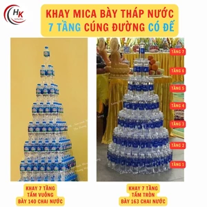 Tháp Nước Mica 7 Tầng Vuông Khay Kệ Mica Tháp Mica Xếp Nước Làm Lễ Dâng Cúng Tổ Tiên, Đền, Chùa