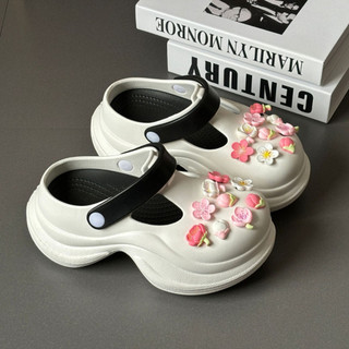 Dép mary jane, dép nữ Mita đế cao 7cm dáng Holo kèm charm Vườn hoa kiểu sục nữ CS-219