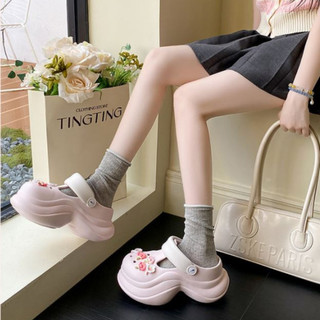 Dép mary jane, dép nữ Mita đế cao 7cm dáng Holo kèm charm Vườn hoa kiểu sục nữ CS-219