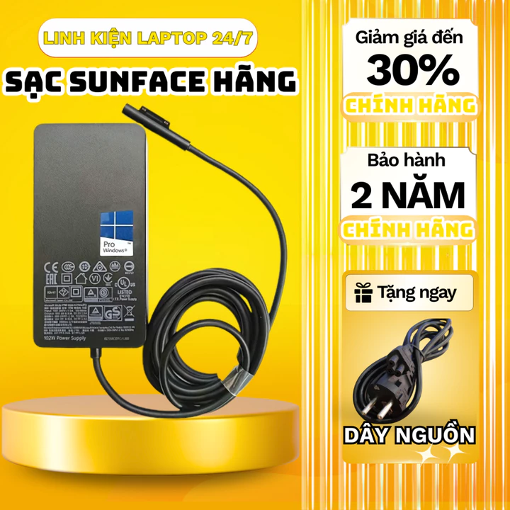 Sạc Surface Pro 3/4/5/6/7/8 65w 44w, Sạc Surface book 1/2/3, Sạc Surface laptop 1/2/3 Bảo HÀNH 24 THÁNG