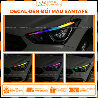Decal dán đèn đổi màu Santafe 2015-2018, Decal 3 lớp PVC không phai màu, không để lại keo