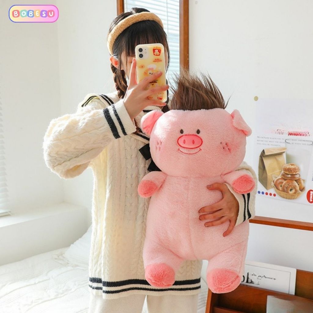 Gấu bông heo tóc dài xấu xí dễ thương, Thú nhồi bông lợn vô tri hài hước làm quà tặng vui vẻ cho mọi người