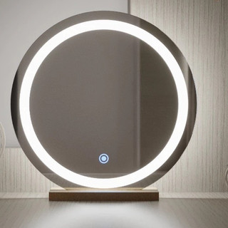Gương tròn để bàn trang điểm cảm ứng led cao cấp tặng đế gỗ để bàn